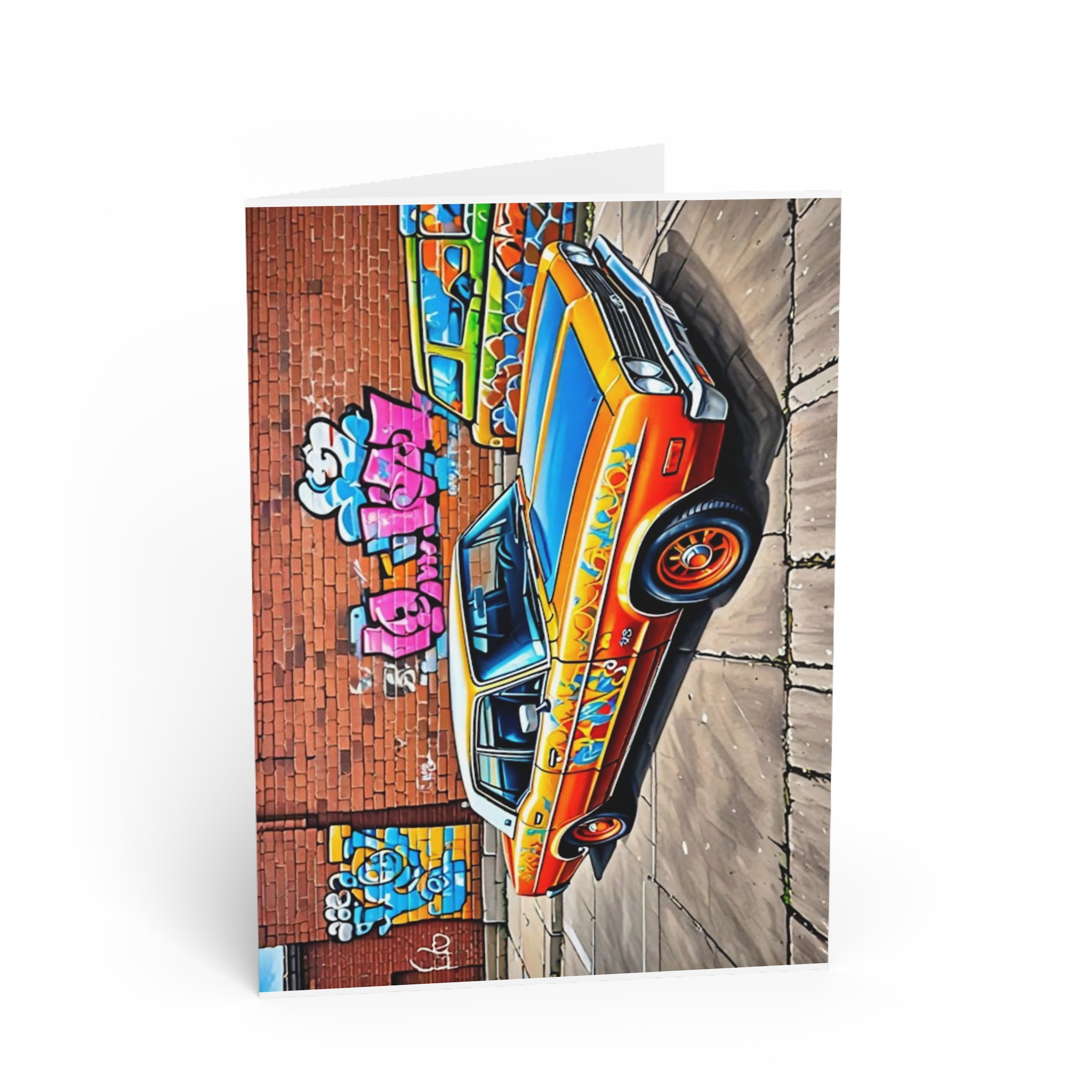 Urban Art Birthday Card – Colorful Low Rider Note Card - Image 2