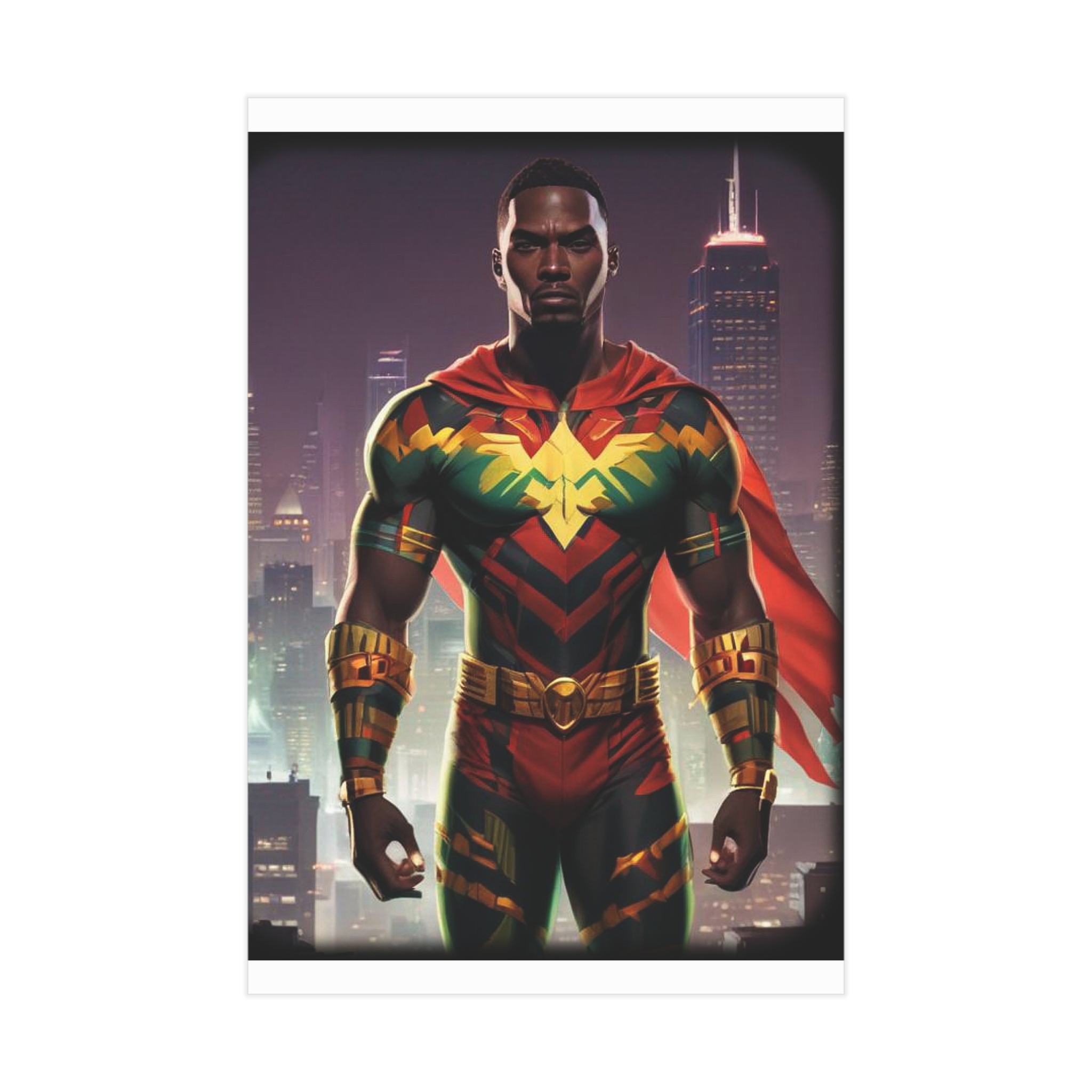 Bold African-Inspired Caped Superhero Art (Unframed) - Image 6