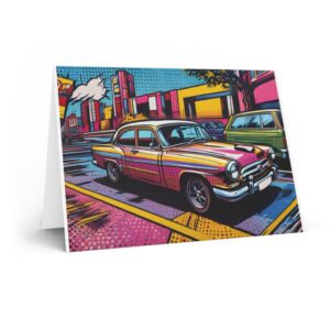 Vintage Car Birthday Card – Retro Automobile Art Note Card
