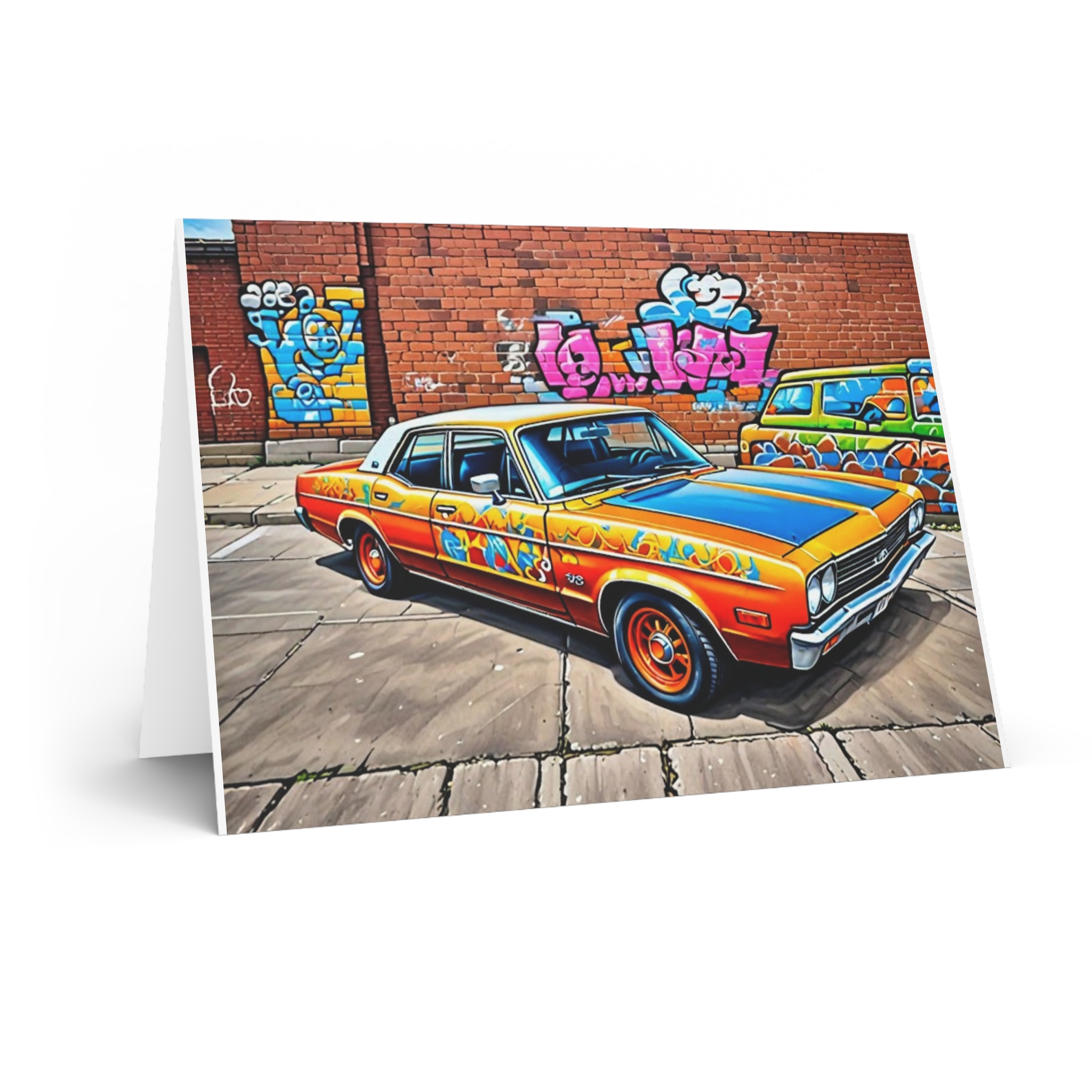 Urban Art Birthday Card – Colorful Low Rider Note Card